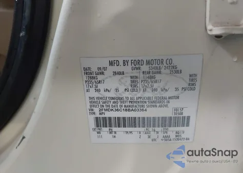 2008 Ford Edge Se from USA, damaged, VIN 2FMDK36C18BA03364